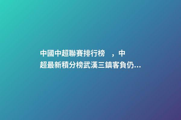 中國中超聯賽排行榜，中超最新積分榜武漢三鎮客負仍舊領跑